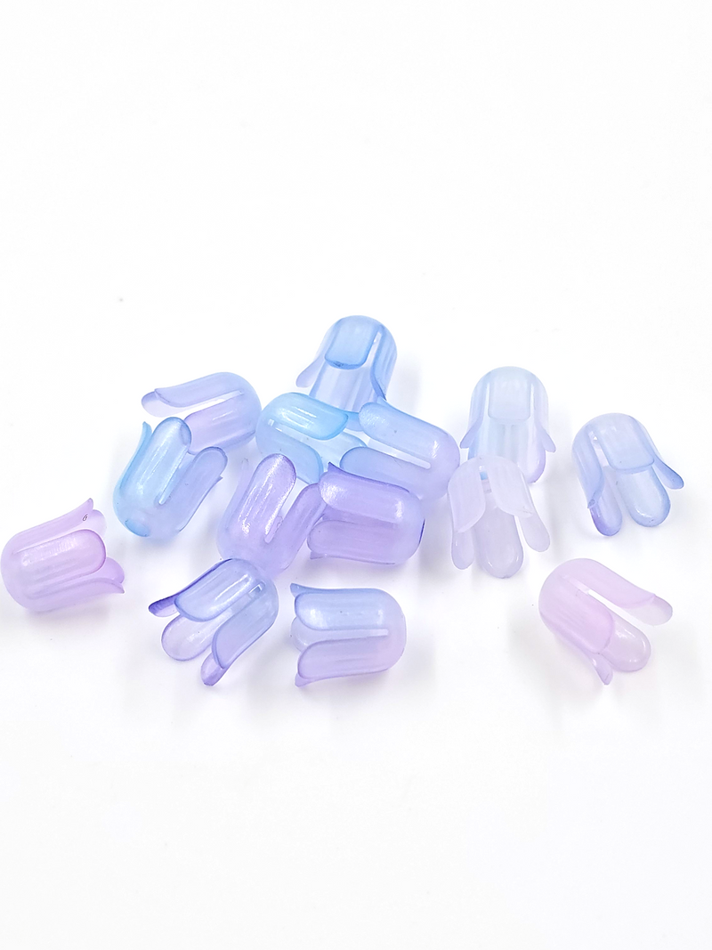 50 x Graduated Purple Bell Shaped Flower Beads, 11.5mm