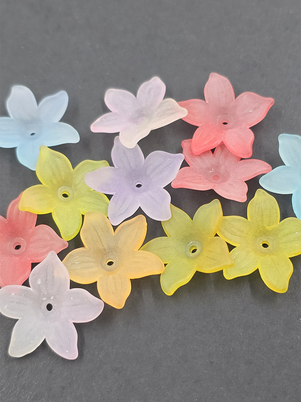 30 x Frosted Acrylic Flower Bead Mix, 22mm