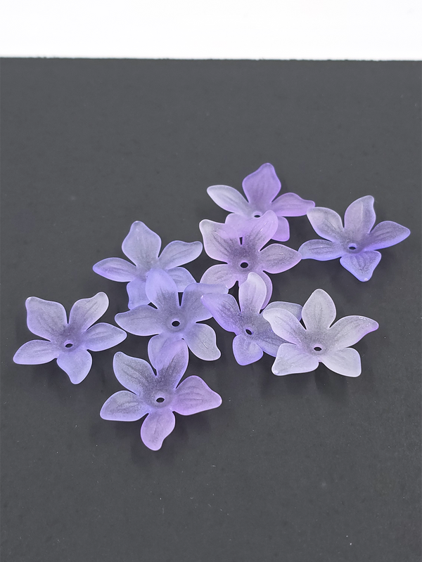 20 x Frosted Graduated Purple Acrylic Flower Beads, 26mm