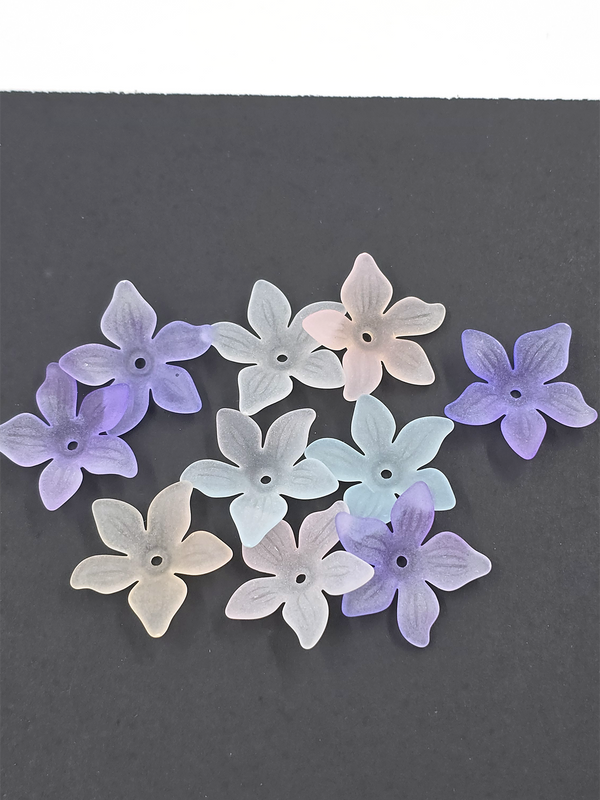 20 x Frosted Mermaid Tones Acrylic Flower Beads, 26mm