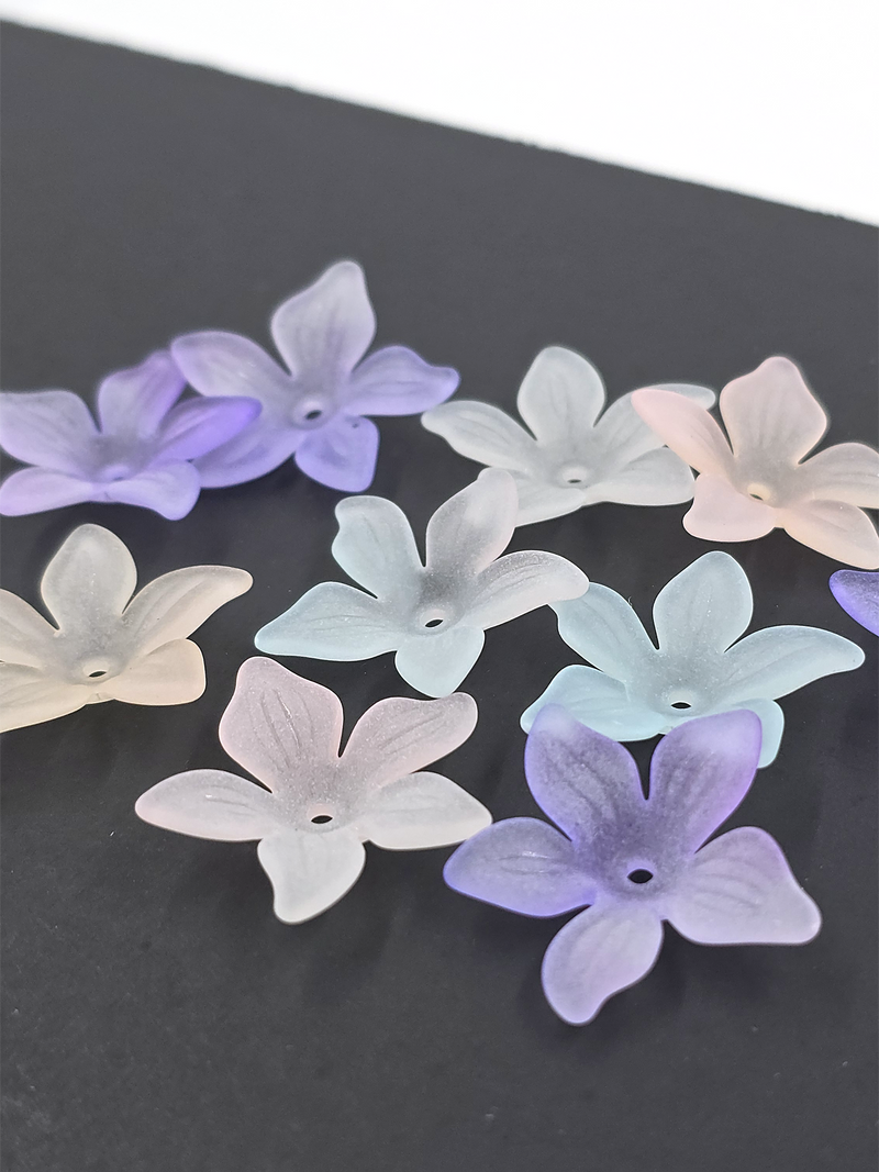 20 x Frosted Mermaid Tones Acrylic Flower Beads, 26mm