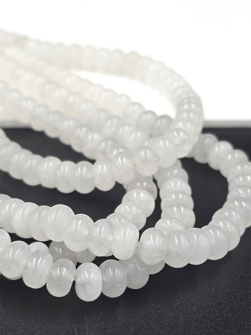 1 strand x 5x8mm White Jade Rondelle Beads