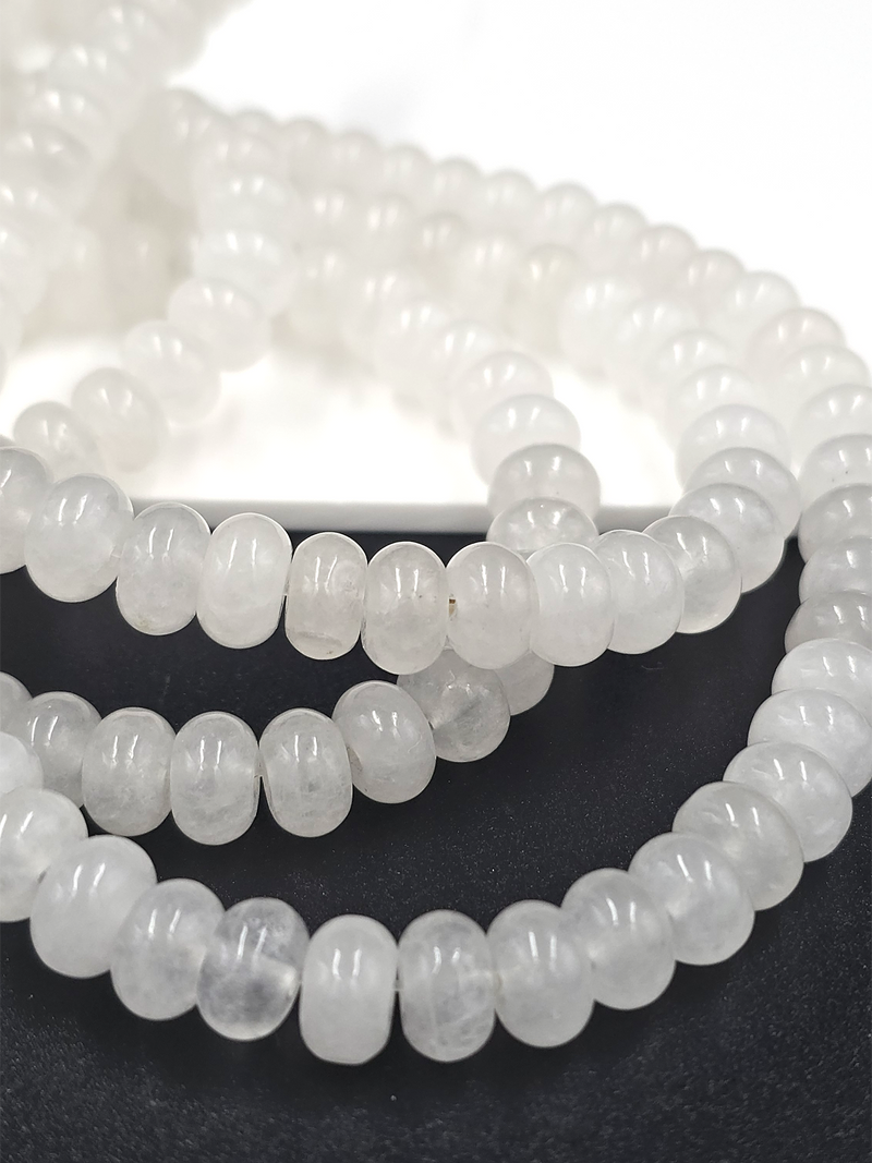 1 strand x 5x8mm White Jade Rondelle Beads