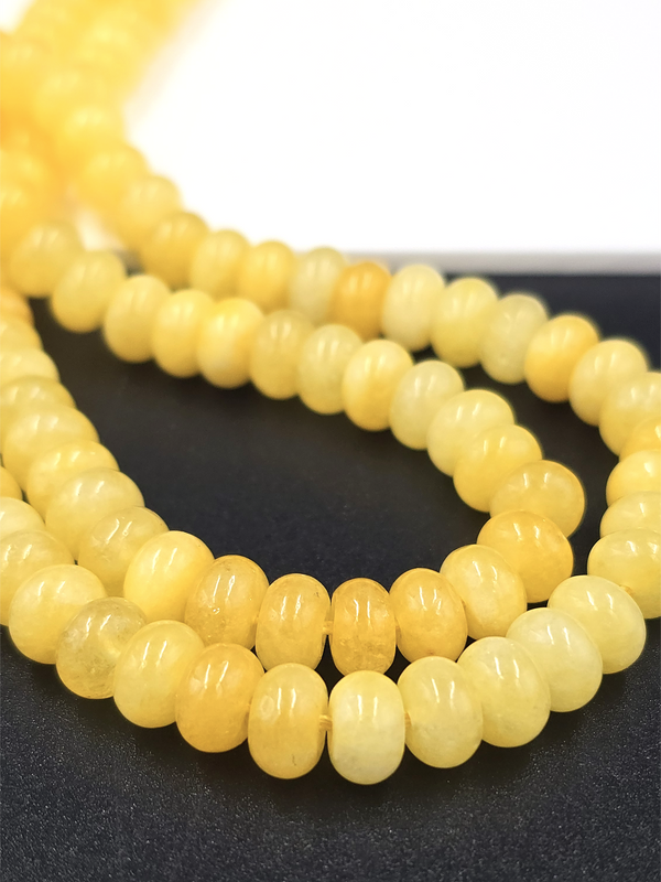 1 strand x 5x8mm Yellow Jade Rondelle Beads