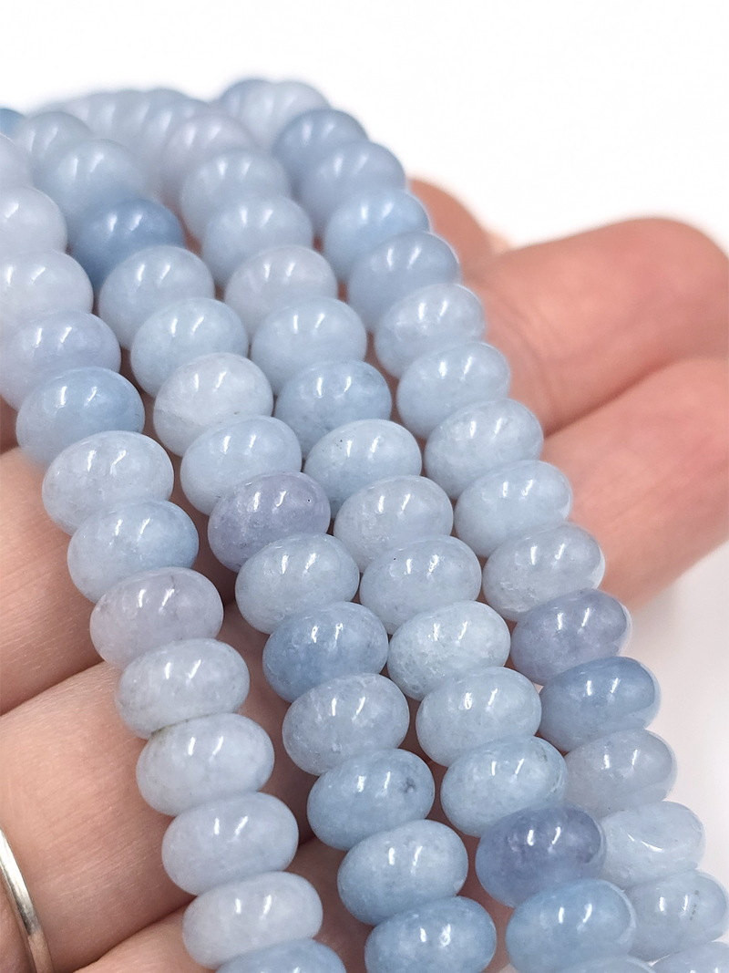 1 strand x 5x8mm Light Blue Jade Rondelle Beads