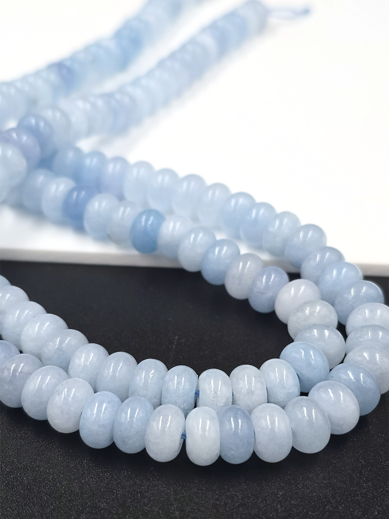 1 strand x 5x8mm Light Blue Jade Rondelle Beads