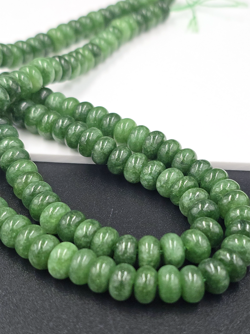 1 strand x 5x8mm Green Jade Rondelle Beads