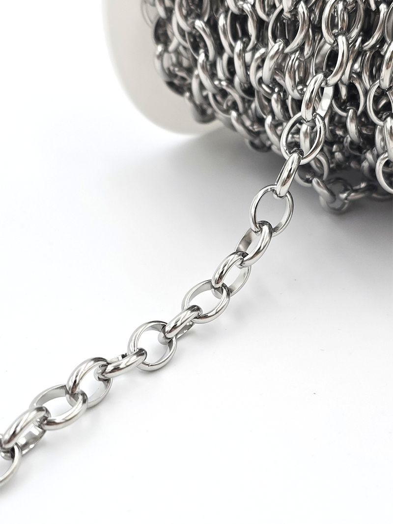 1 metre x Chunky Stainless Steel Cable Chain with Oval Links