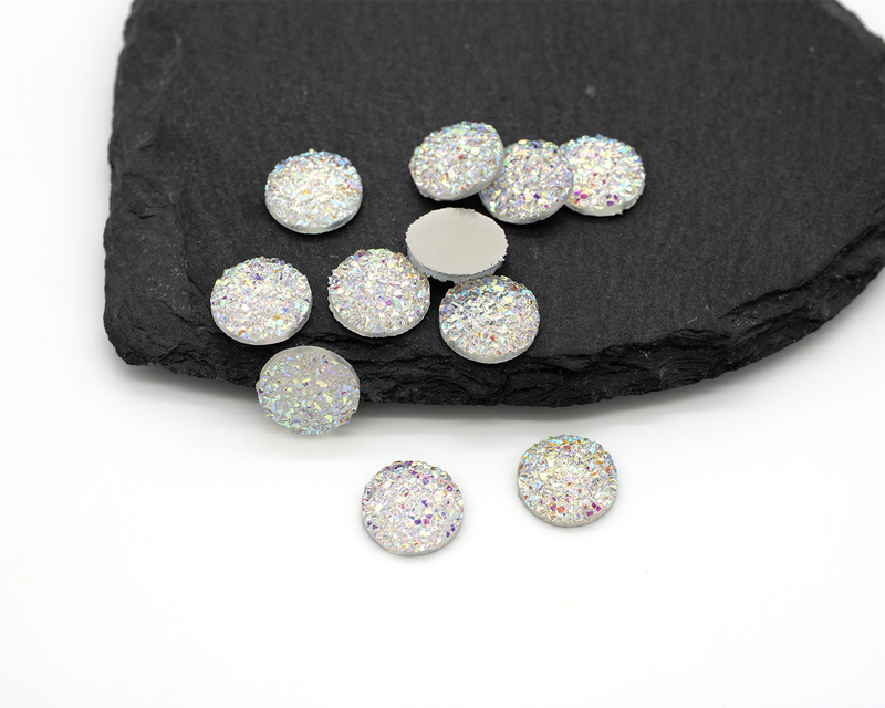 20 x Iridescent Resin Druzy Cabochons, 12mm