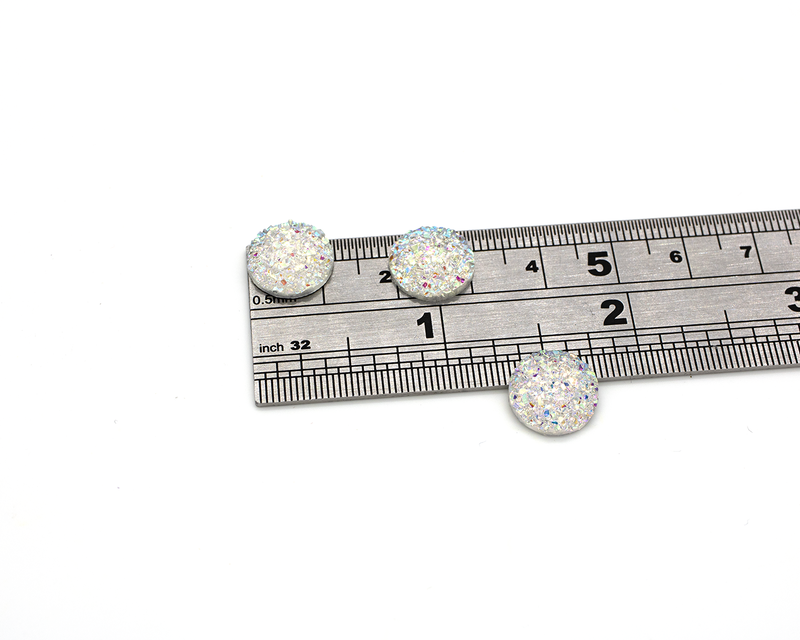 20 x Iridescent Resin Druzy Cabochons, 12mm