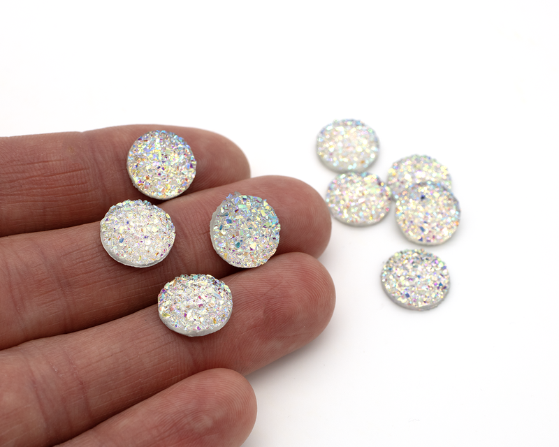 20 x Iridescent Resin Druzy Cabochons, 12mm