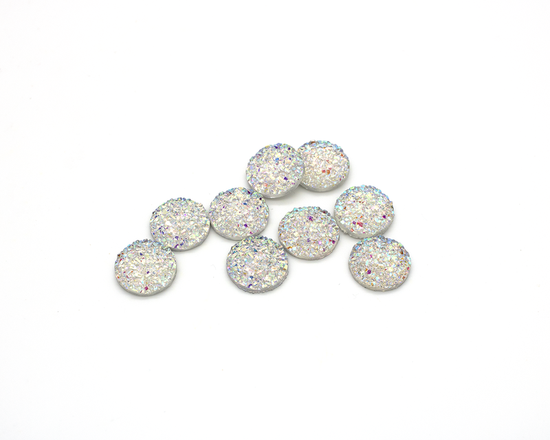 20 x Iridescent Resin Druzy Cabochons, 12mm