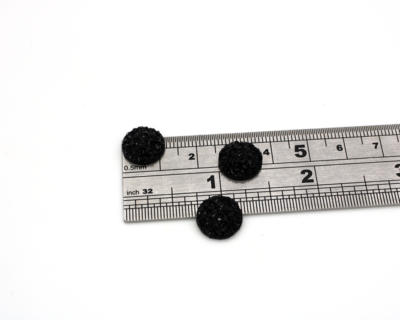 20 x Black Resin Druzy Cabochons, 12mm