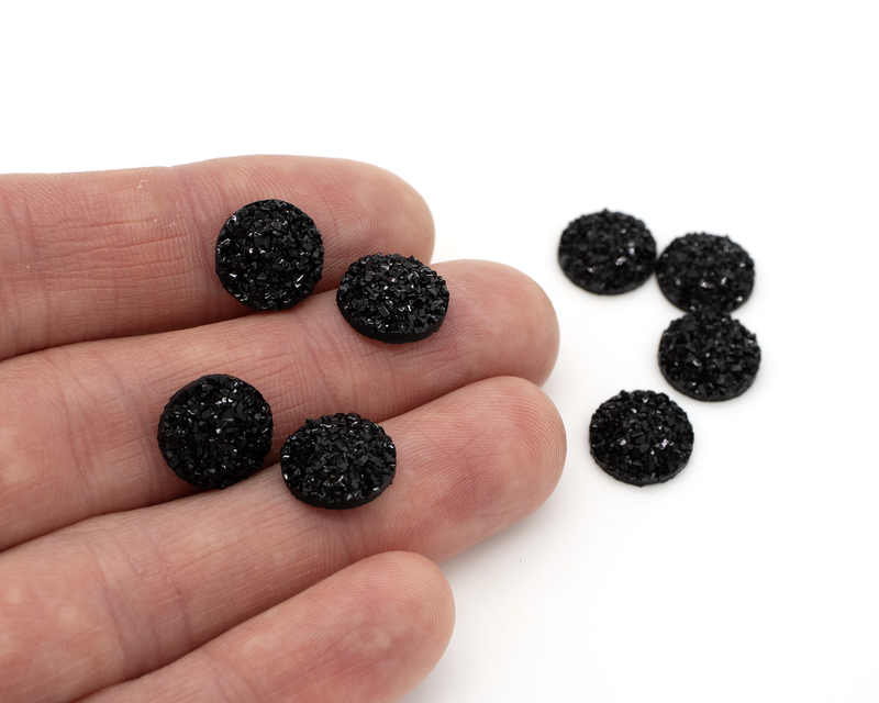 20 x Black Resin Druzy Cabochons, 12mm