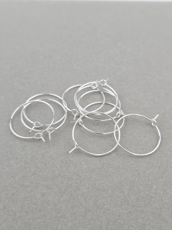 5 pairs x Silver Plated Stainless Steel Beadable Earring Hoops, 20mm (1912)