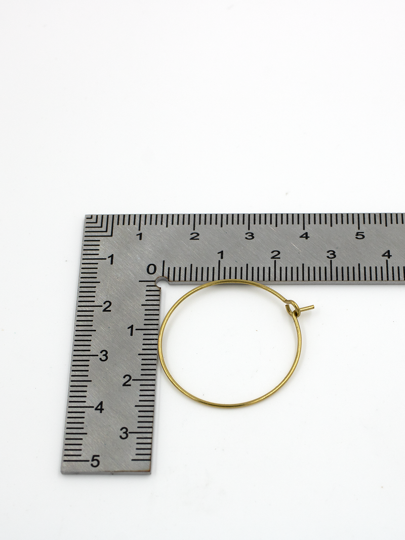 10 pairs x Raw Brass Earring Hoops, 25mm (C0700)