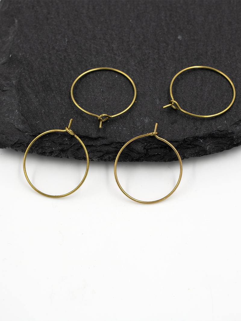 20 pairs x Raw Brass Earring Hoops, 20mm (C0701)