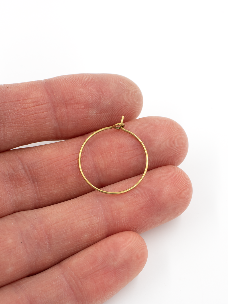 20 pairs x Raw Brass Earring Hoops, 20mm (C0701)