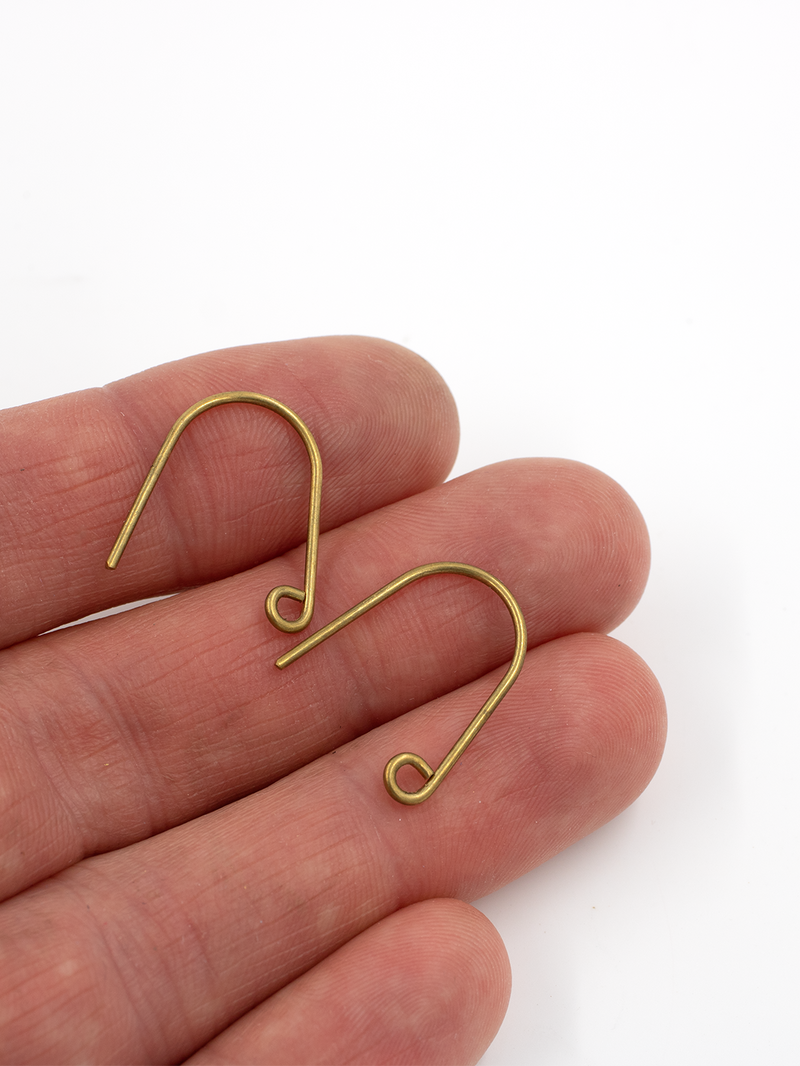 10 x Chunky Raw Brass Earring Hooks (C0703)