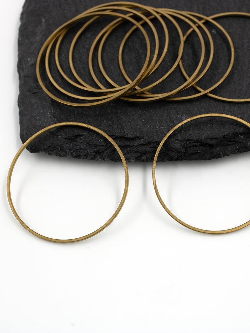 10 x Raw Brass Round Linking Rings, 35mm (C0704)