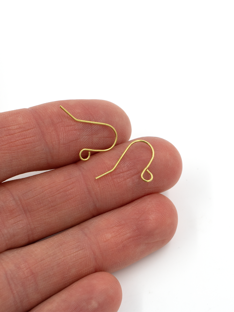 20 pairs x Plain Raw Brass Ear Wire, Gold Tone Earring Hooks (C0708)