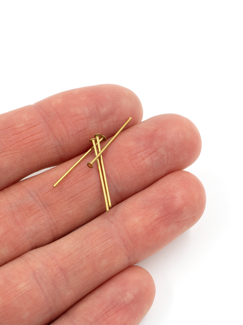 100 x Raw Brass Flat Head Pins, 20x0.7mm (C0710)