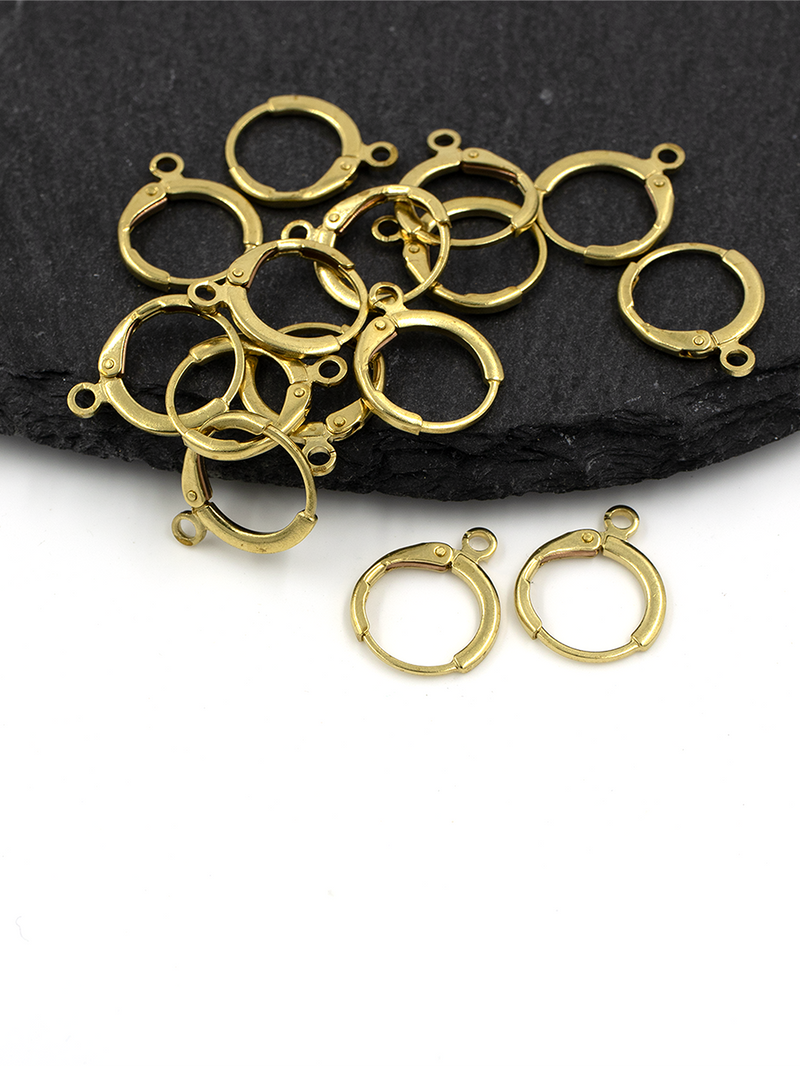 5 pairs x Raw Brass Huggie Hoop Earrings Blanks, 17x13.5mm (C0432)