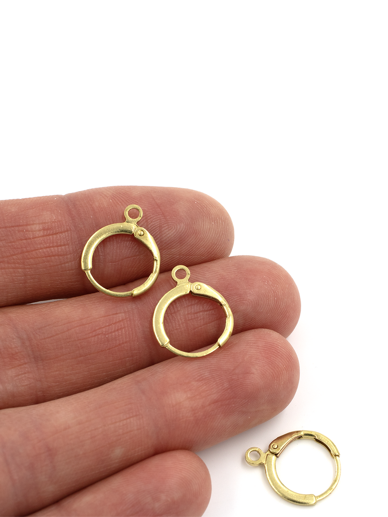 5 pairs x Raw Brass Huggie Hoop Earrings Blanks, 17x13.5mm (C0432)