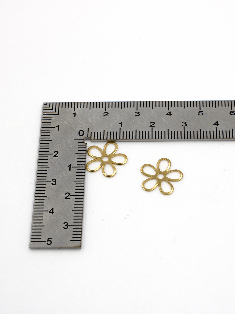 30 x Raw Brass Open Flower Links, 13mm (C0124)