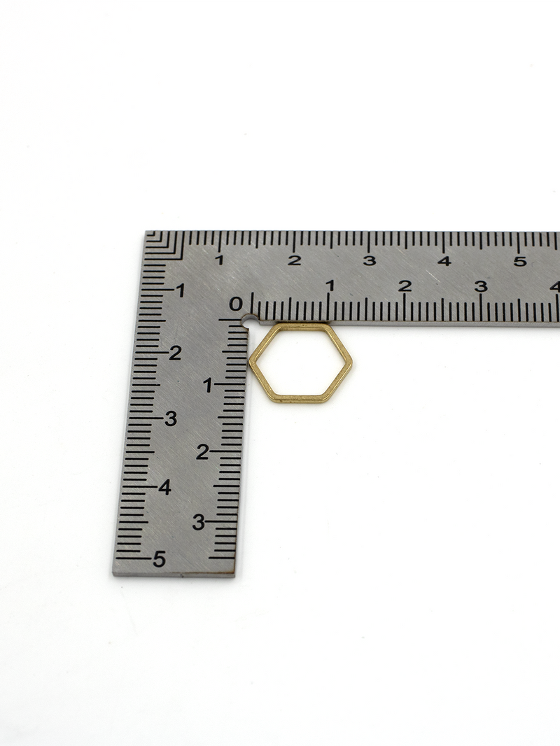 20 x Raw Brass Hexagon Jewellery Connectors, 14x12mm (C0067)