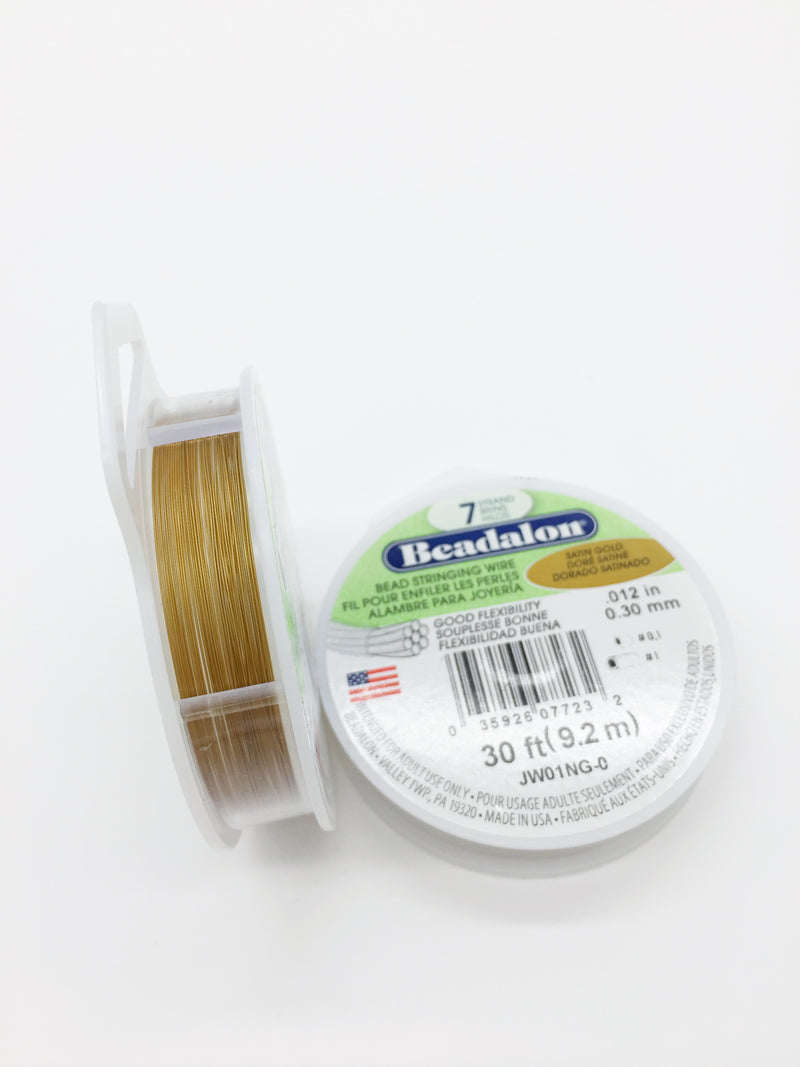 1 spool x Beadalon 7 Strand Stringing Wire 0.30mm (0.12in), Satin Gold Colour