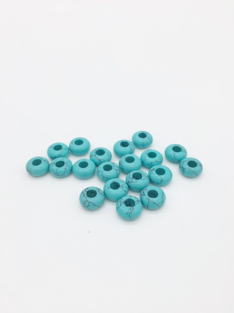 2 x Turquoise Gemstone Donut Beads, 10mm (3921)