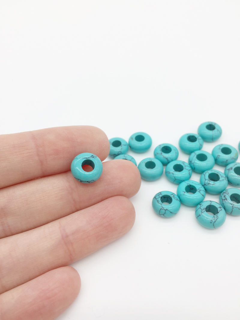 2 x Turquoise Gemstone Donut Beads, 10mm (3921)