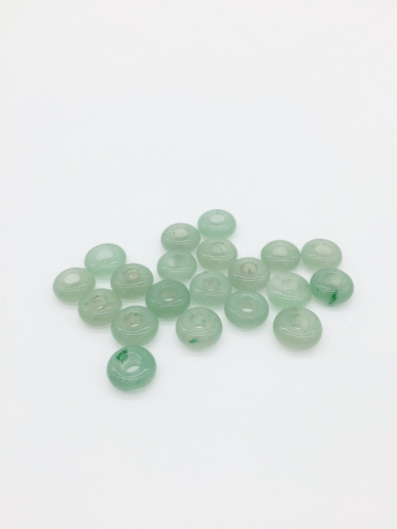 2 x Green Aventurine Gemstone Donut Beads, 10mm (3923)