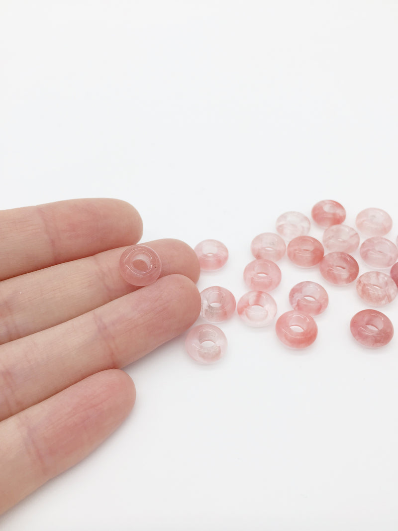 2 x Cherry Quartz Gemstone Donut Beads, 10mm (3923)