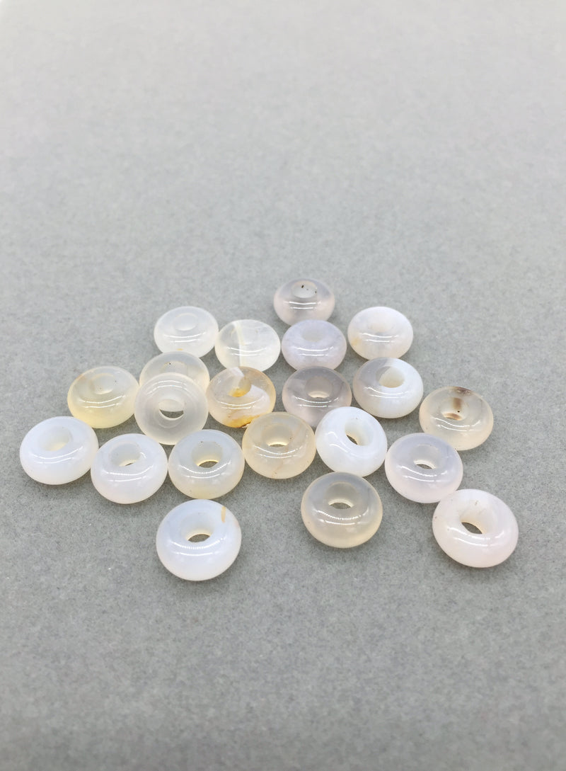 2 x White Agate Gemstone Donut Beads, 10mm (3919)