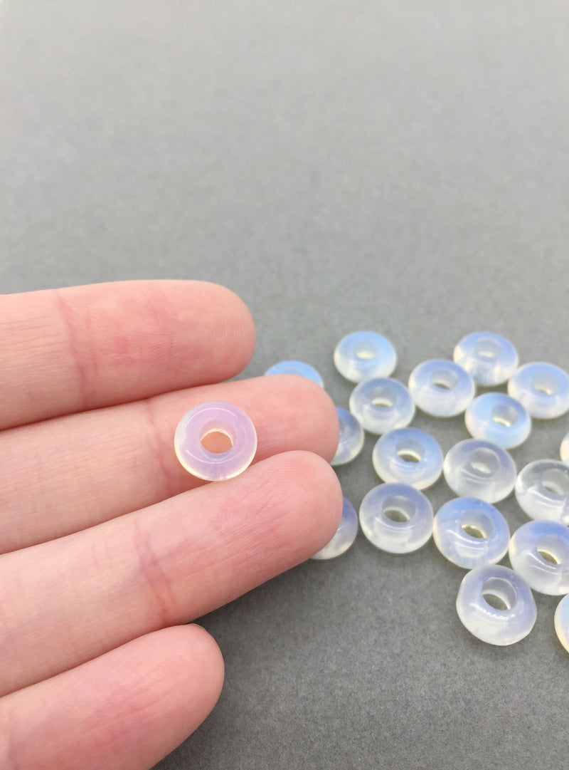 2 x Opalite Gemstone Donut Beads, 10mm (3918)