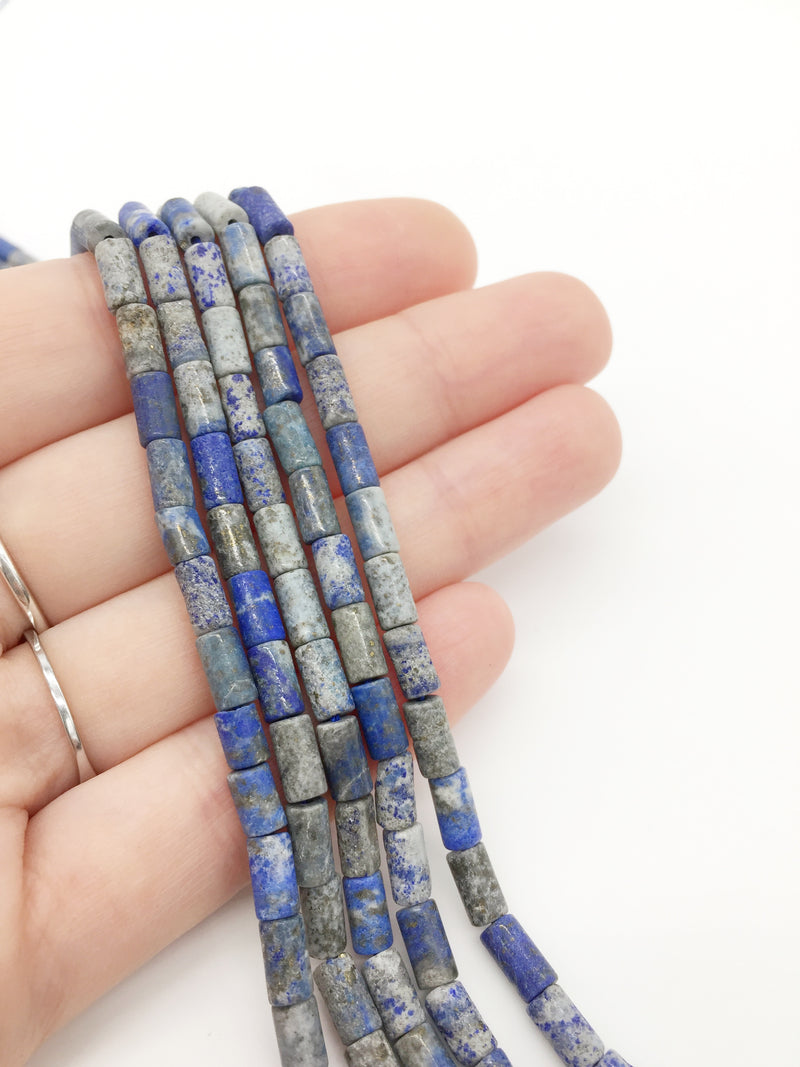 1 strand x Smooth Column Shaped Lapis Lazuli Beads, 7-8mmx4mm