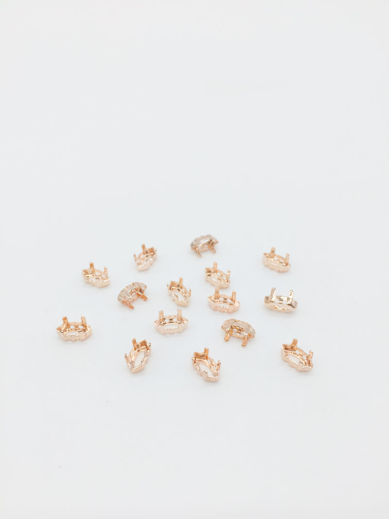 24 x 4x8mm Rose Gold Plated Sew-on Brass Setting for Marquise Cut Stones (3979)