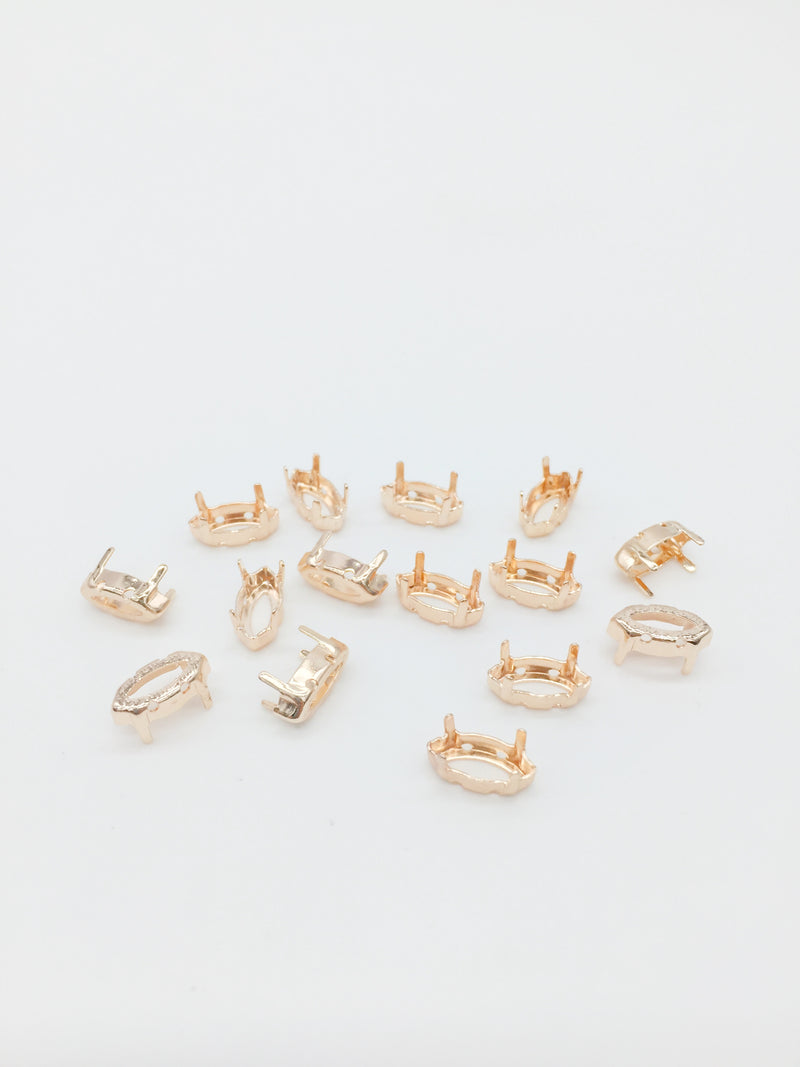 12 x 6x12mm Rose Gold Plated Sew-on Brass Setting for Marquise Cut Stones (3981)