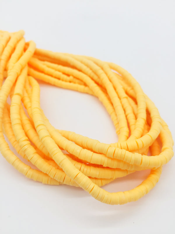 1 strand x 4mm Pastel Orange Polymer Clay Disc Beads, Vinyl Heishi Beads (3169)