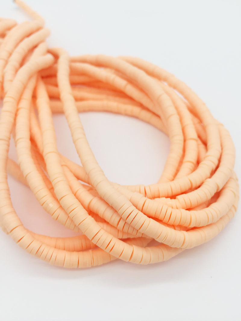 1 strand x 4mm Peach Blush Polymer Clay Disc Beads, Vinyl Heishi Beads (3170)