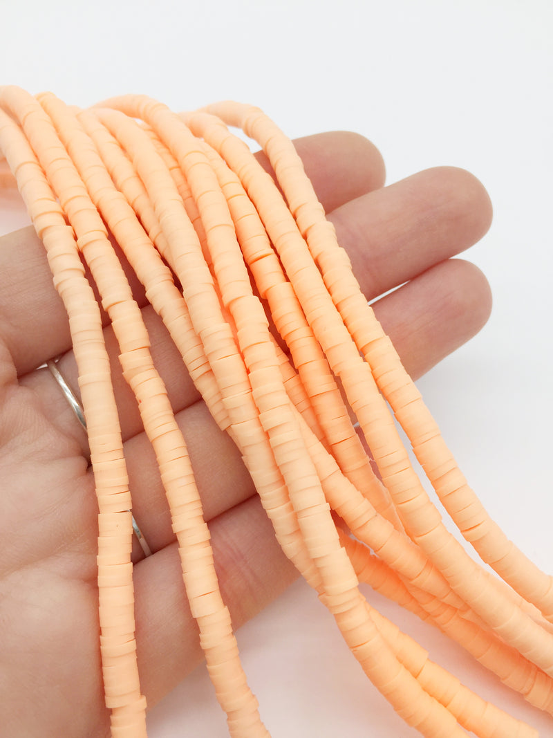 1 strand x 4mm Peach Blush Polymer Clay Disc Beads, Vinyl Heishi Beads (3170)