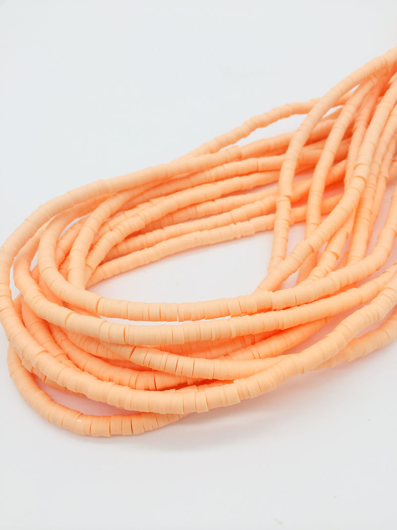 1 strand x 4mm Peach Blush Polymer Clay Disc Beads, Vinyl Heishi Beads (3170)