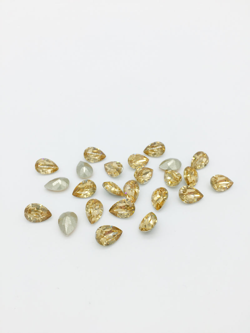 24 x 7x10mm Silk Teardrop Rhinestones, Foiled Back (4091)