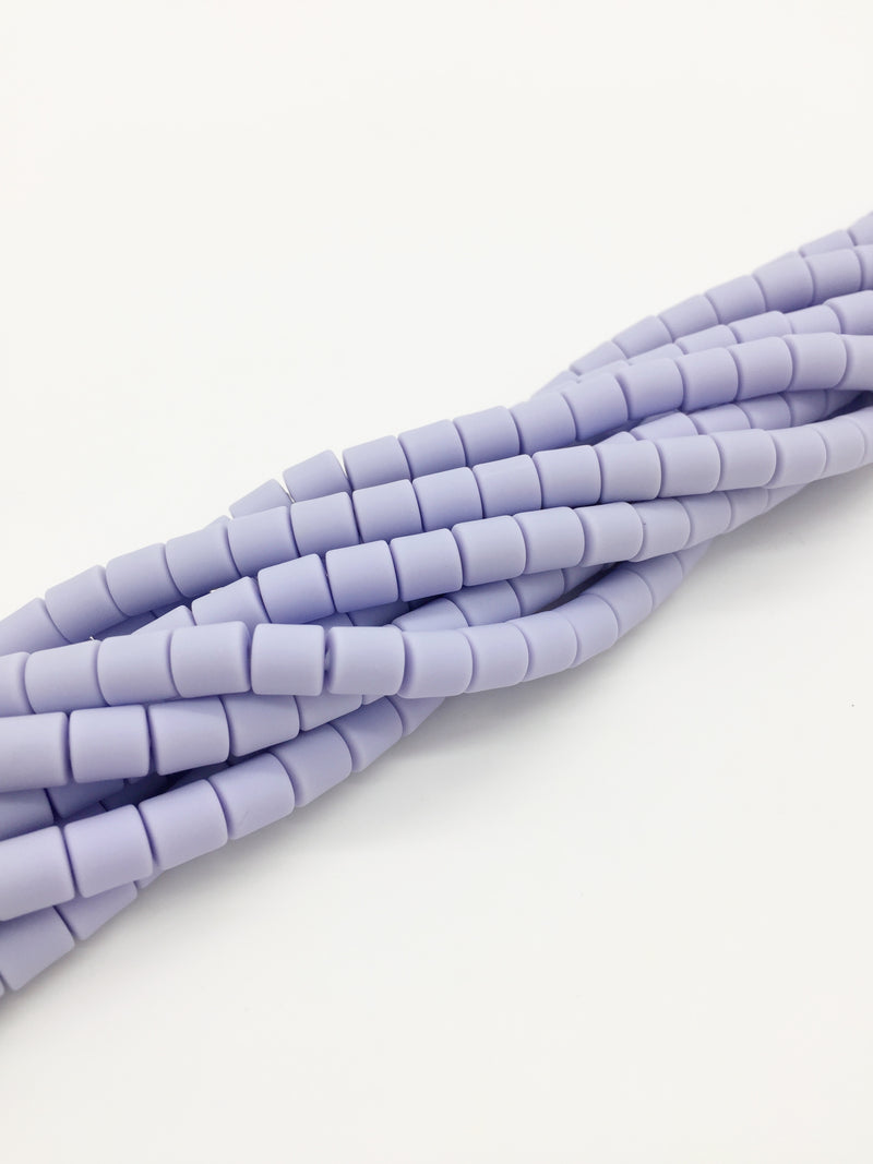 1 strand x 6.5x6mm Pastel Lilac Polymer Clay Chunky Column Beads, Vinyl Beads (J3R)