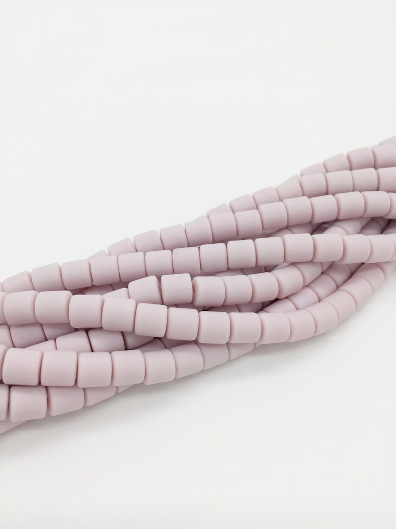 1 strand x 6.5x6mm Pastel Dusty Lilac Polymer Clay Chunky Column Beads, Vinyl Beads (J3S)