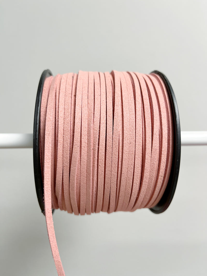 Dusty Pink Faux Suede Cord, 3mm Soft Flat Cord (R1)