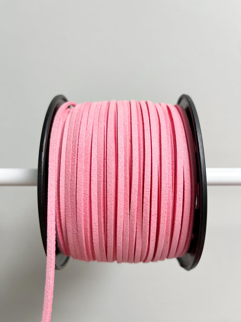 Pink Faux Suede Cord, 3mm Soft Flat Cord (R1)