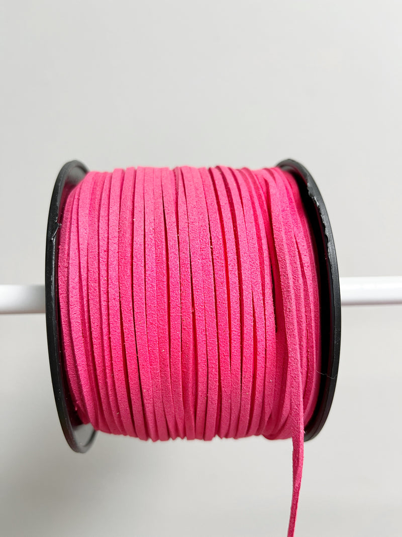 Fuchsia Faux Suede Cord, 3mm Soft Flat Cord (R1)